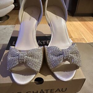Le Chateau Women's Glittering Silver Bow Heels